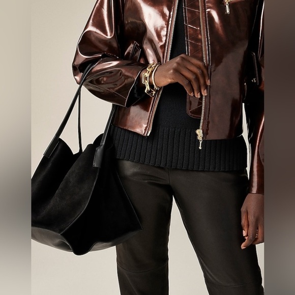 J Crew Large Berkeley tote in suede CB981 MONOGRAM EM